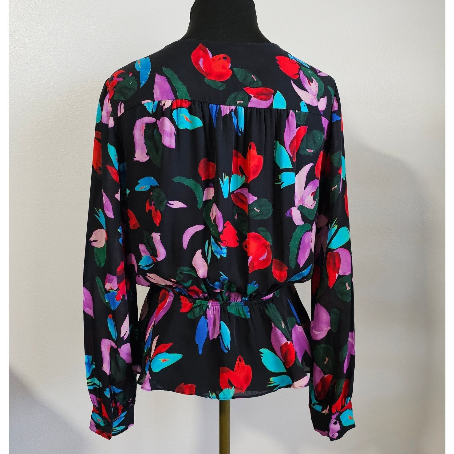 Parker Parker Silk Floral Alyssa V-Neck Asymmetric Peplum Blouse S Size S / US 4 / IT 40 - 7 Thumbnail