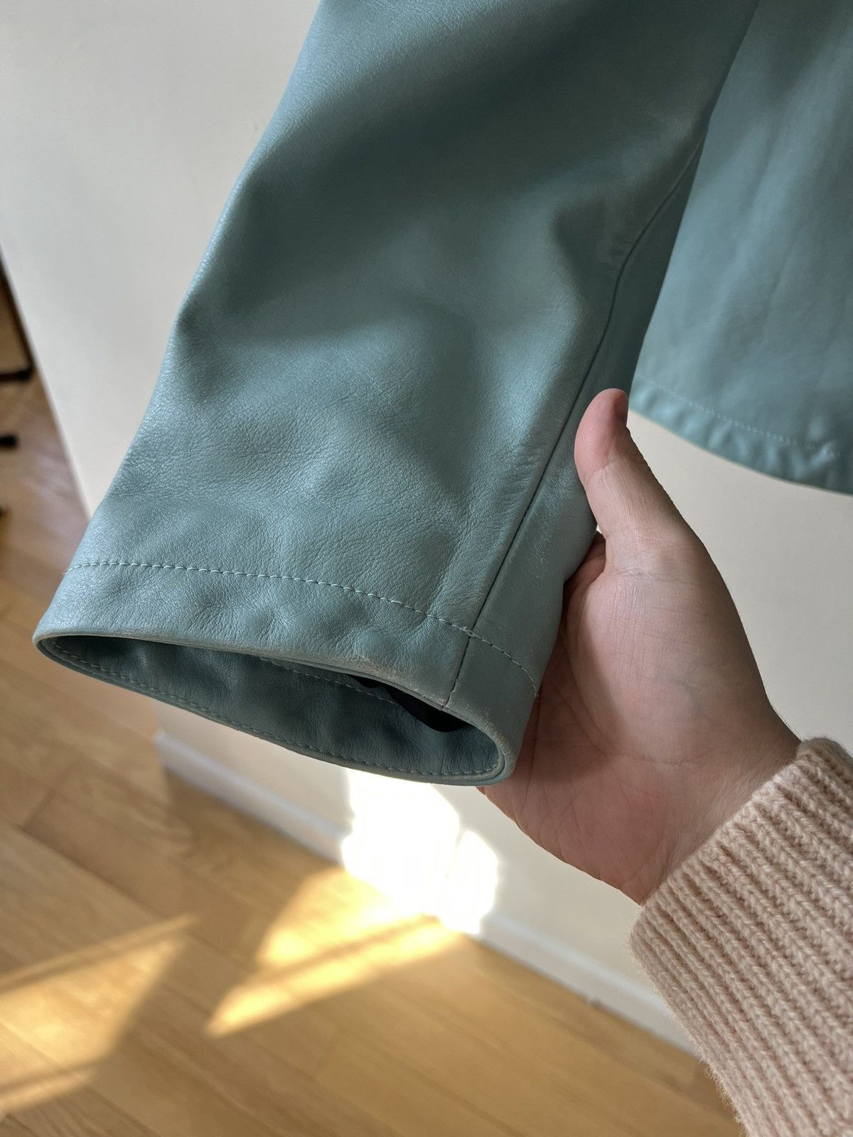 Second/Layer Cropped Leather Jacket in light blue Size US XL / EU 56 / 4 - 5 Thumbnail
