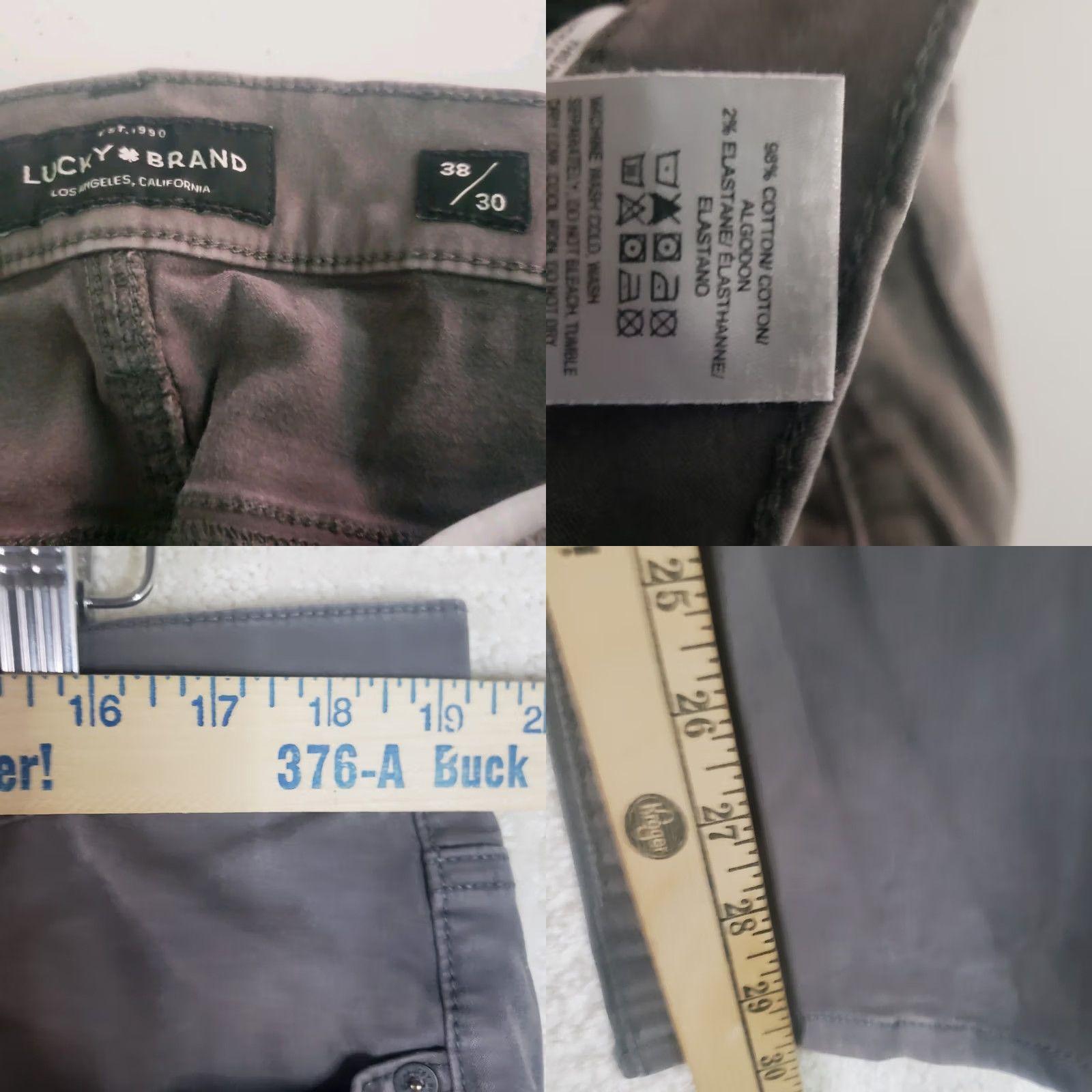 Lucky Brand Lucky Brand 410 Athletic Slim Chino Pants Men’s 38x30 Gray Straight Size US 38 / EU 54 - 9 Thumbnail