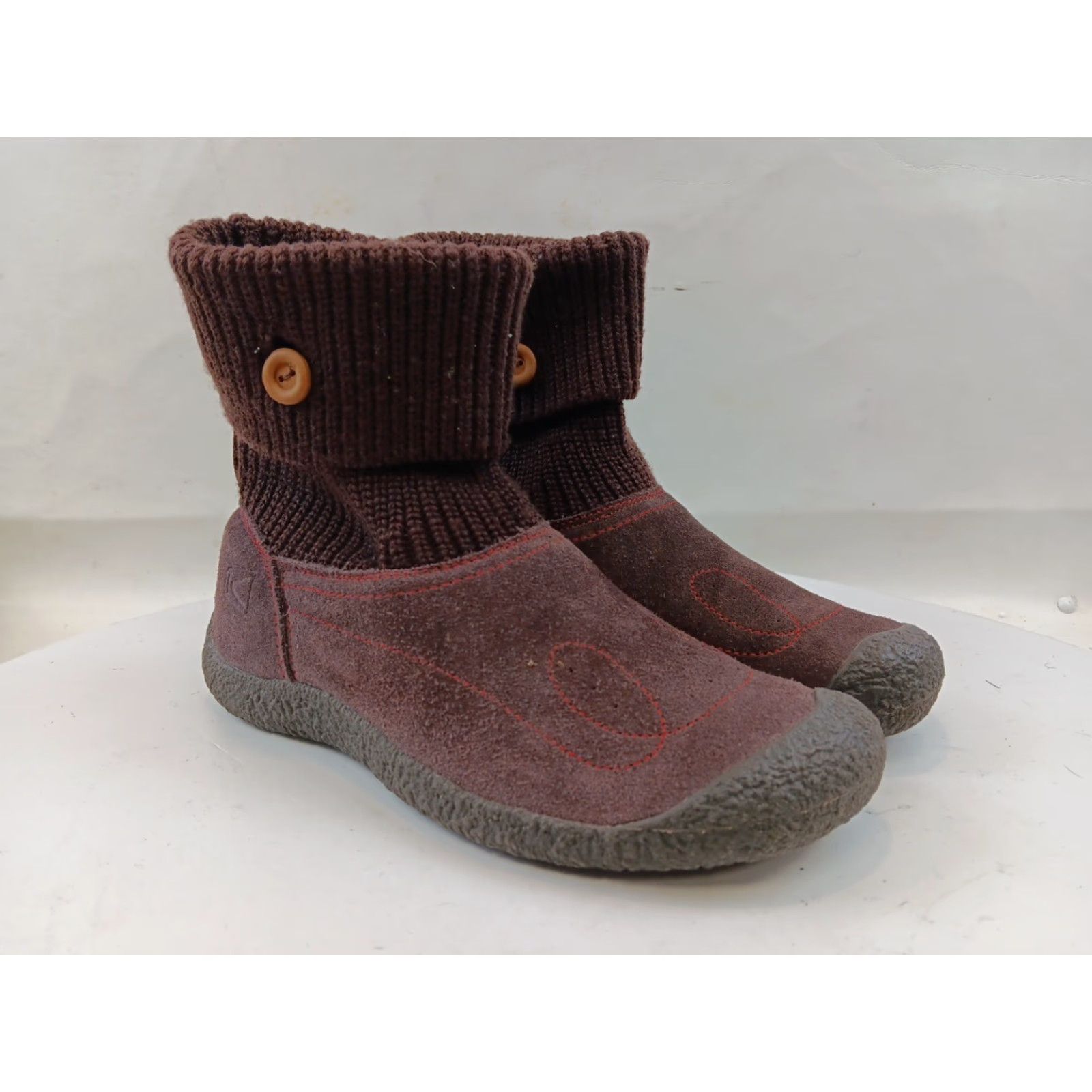KEEN KEEN Shay Sweater Ankle Booties Slippers Women's Size 7.5 Brown Knit Foldover Bootie Sh Size M / US 6-8 / IT 42-44 - 2 Thumbnail