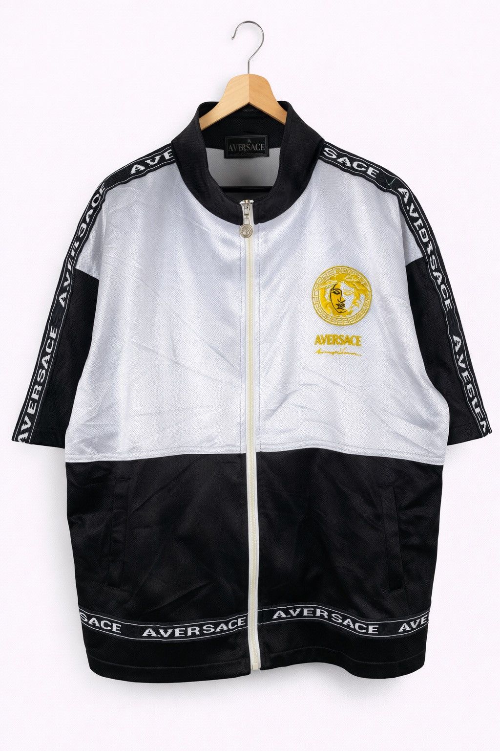 Japanese Brand A.VERSACE Medusa Track Jacket Black White Gold Embroidery Size US M / EU 48-50 / 2 - 1 Thumbnail