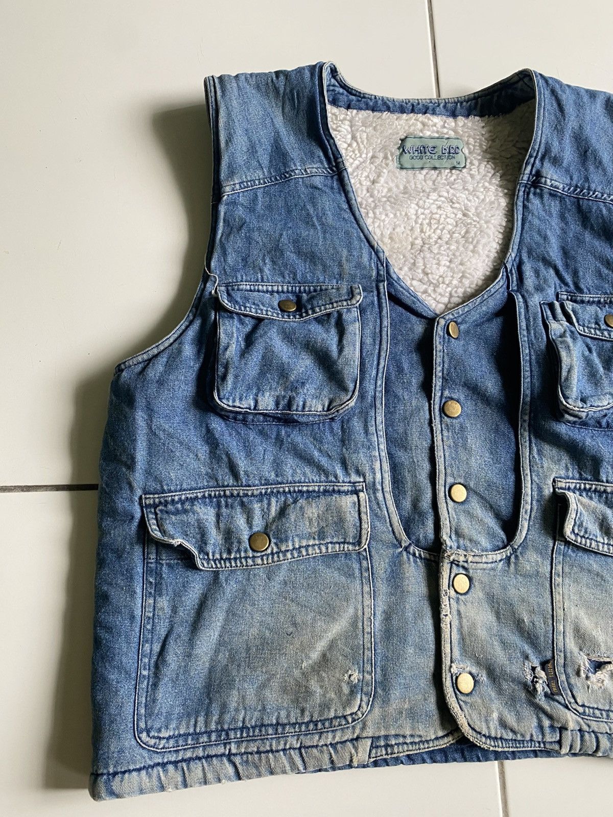 Japanese Brand × Vintage Vintage white bird jeans Sherpa tactical jacket Size US M / EU 48-50 / 2 - 2 Thumbnail