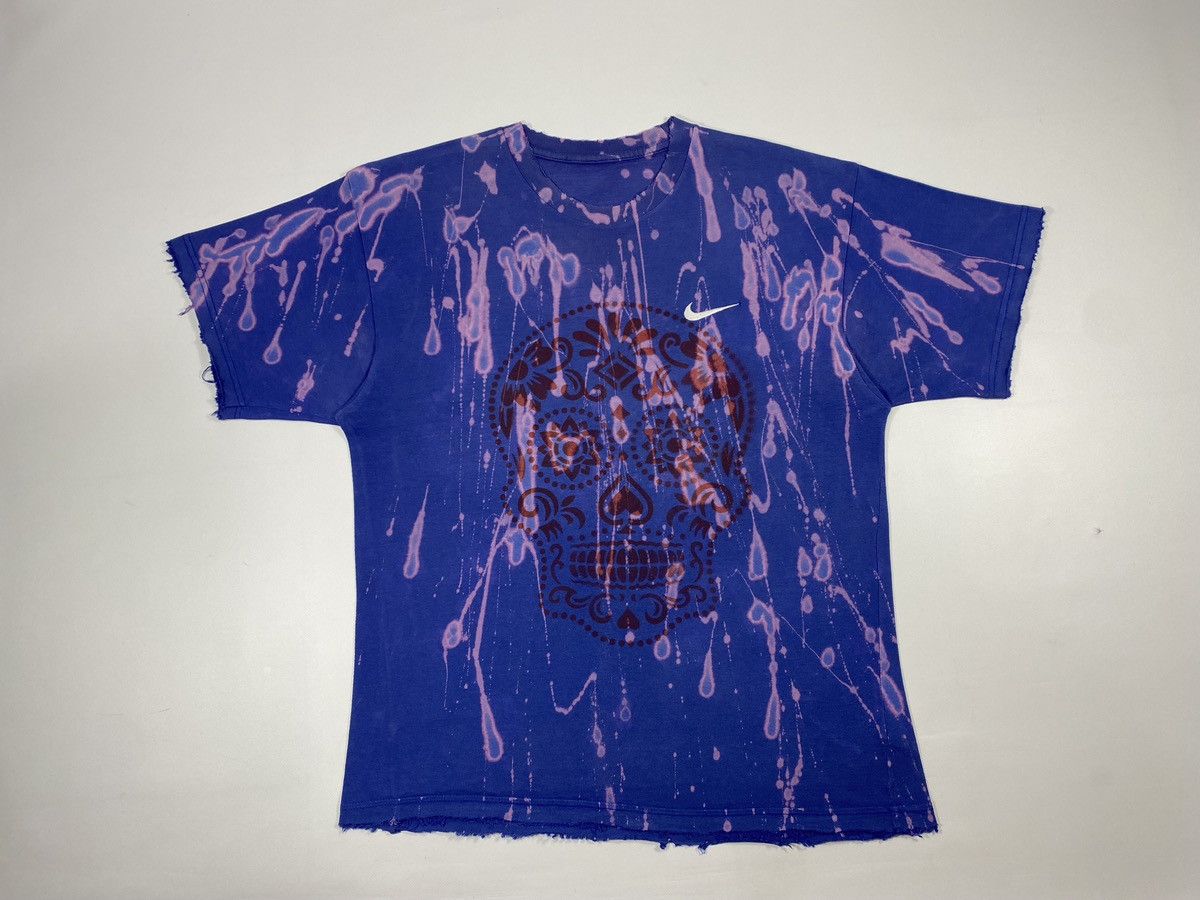 Nike 🔥LASTDROP🔥 Vintage 90s Nike Custom Mexican Skull Bleach Tee Size US XL / EU 56 / 4 - 14 Thumbnail