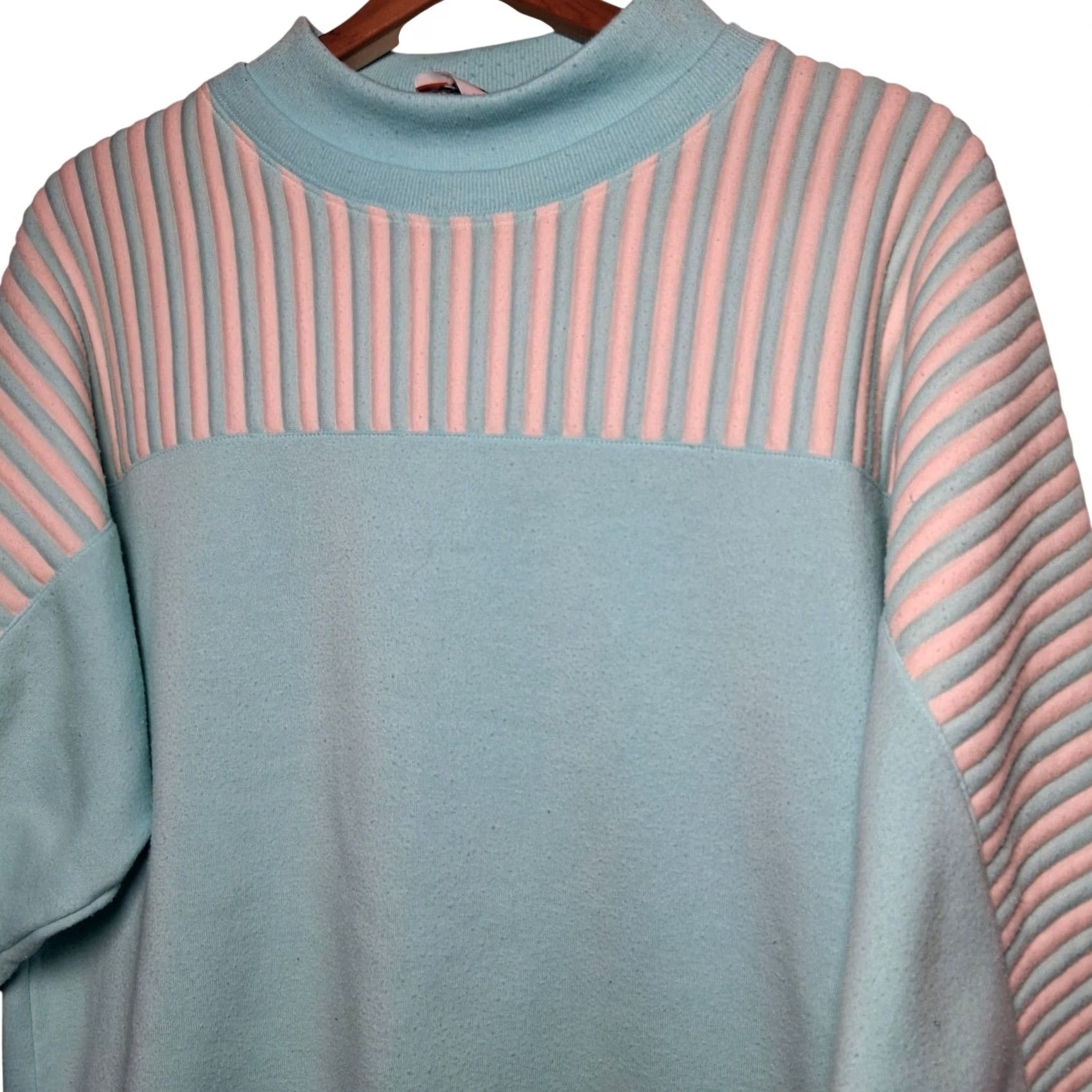 Vintage VINTAGE Apres Sport Sweatshirt Women L Blue Pink Ribbed Crewneck Retro Striped Ski Winter Fall Spring Athletic Casual Pullover Formal Read Size L / US 10 / IT 46 - 4 Thumbnail