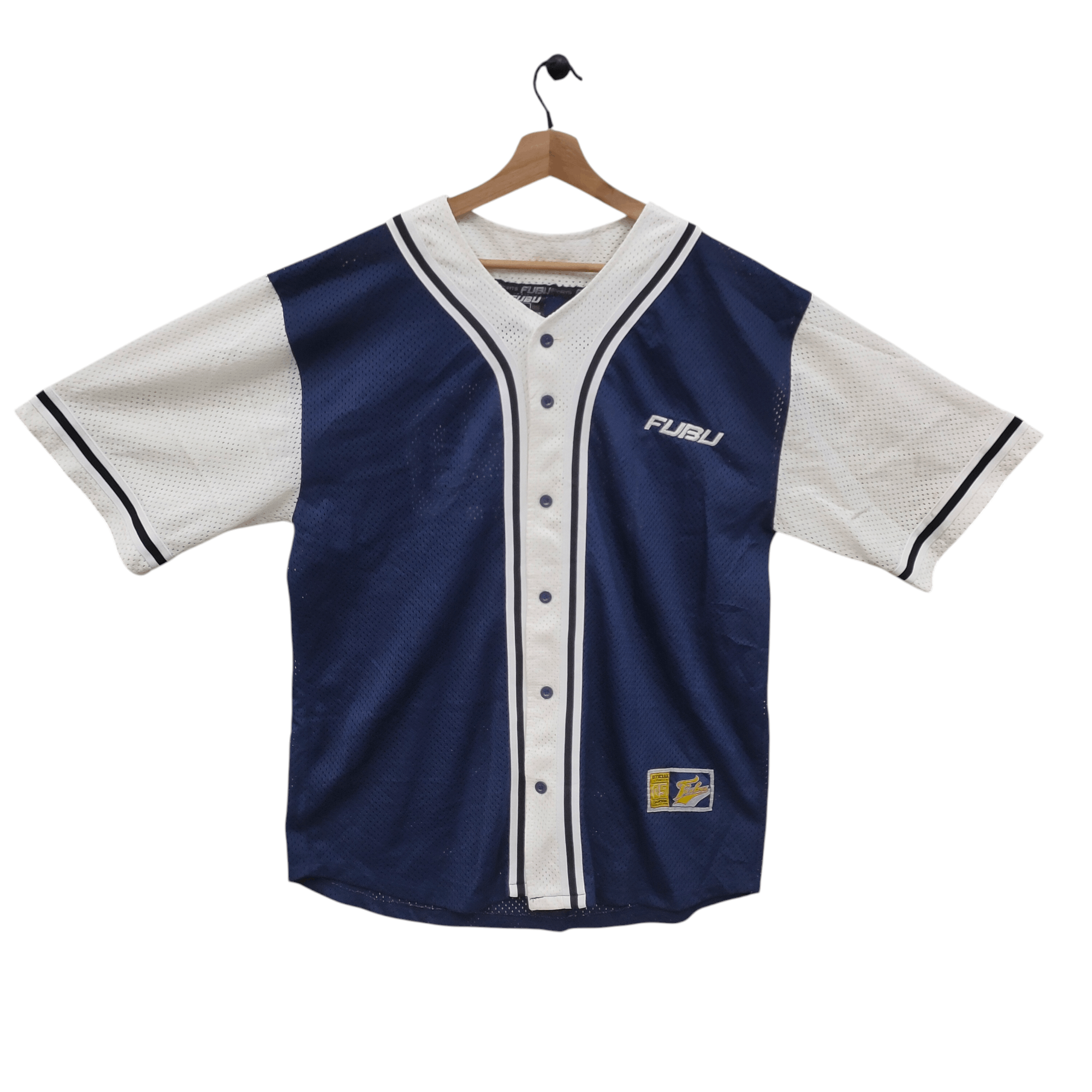 Fubu × Vintage Vintage Fubu Hip Hop Big Logo Jersey Navy Blue White Size US L / EU 52-54 / 3 - 2 Thumbnail