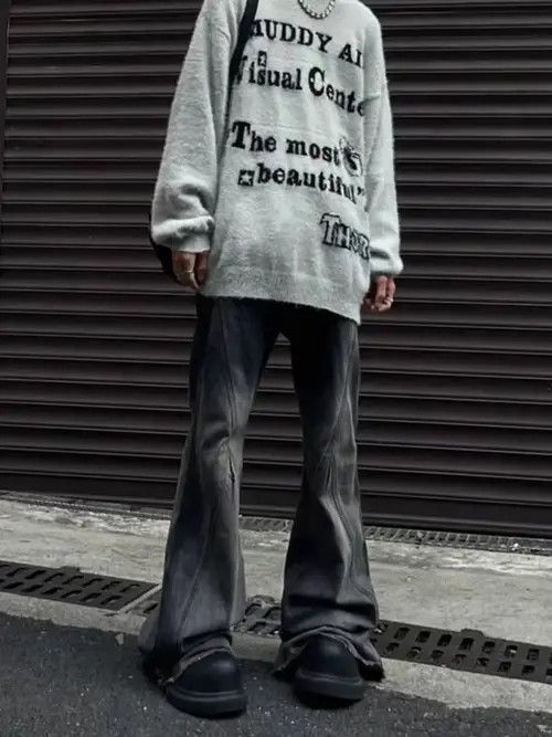 Japanese Brand VIBE Street Hip Hop Grunge Y2K Micro Flared Jeans Size US 31 - 5 Thumbnail