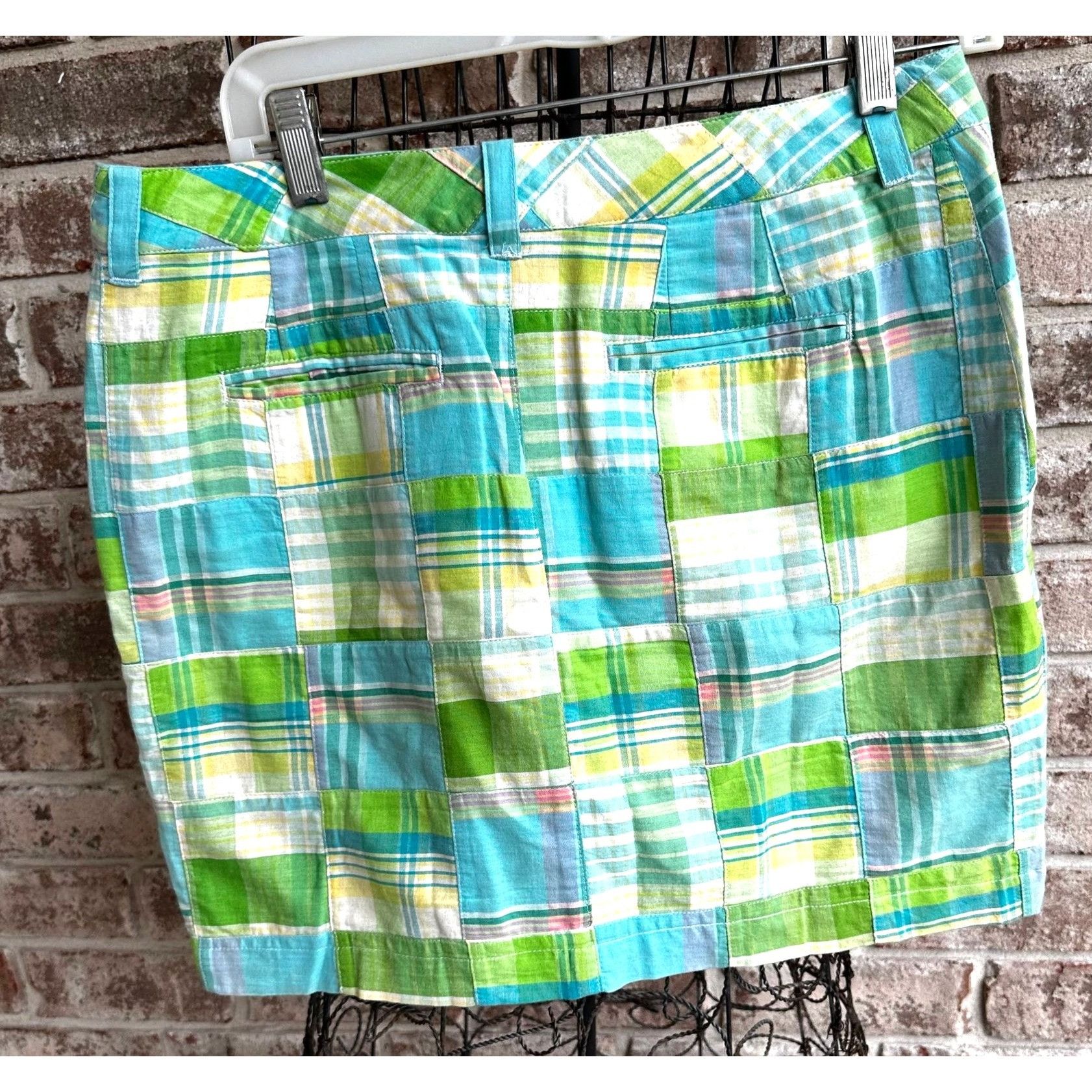 Designer Cape Madris Skirt Size 6 Plaid Button Zip Green Yellow Blue Size 32" / US 10 / IT 46 - 2 Thumbnail