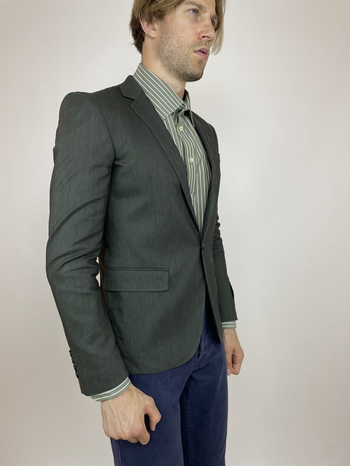 John Richmond JOHN RICHMOND LINEN BLAZER One Button Mens size 48 Size 48R - 6 Thumbnail