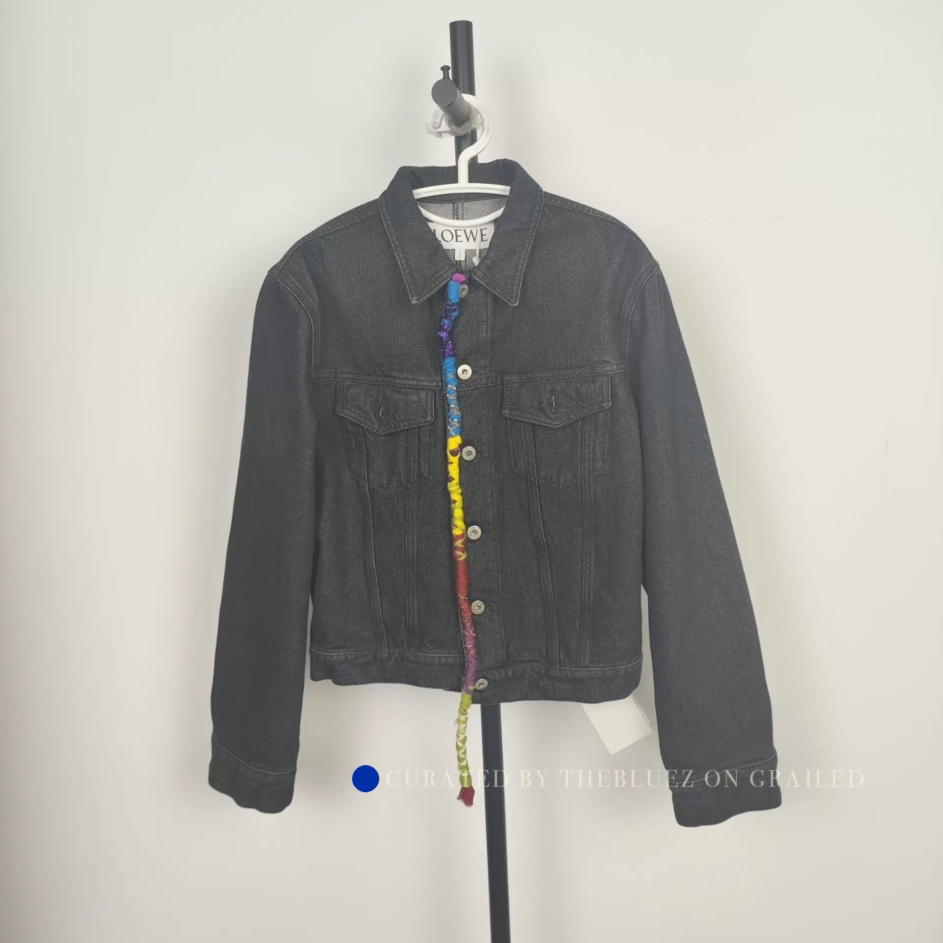 Loewe Black Denim Jacket with Leather Patch Size US XS / EU 42 / 0 - 1 Thumbnail