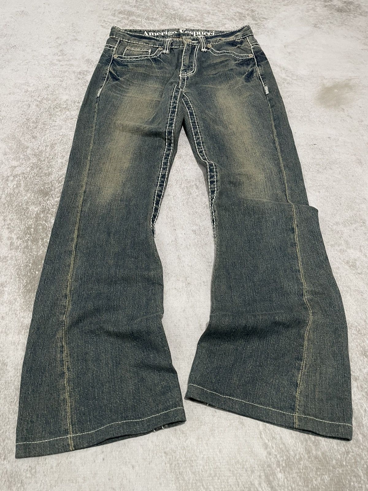 2000s Flared amerigi wash japan denim pants y2k style