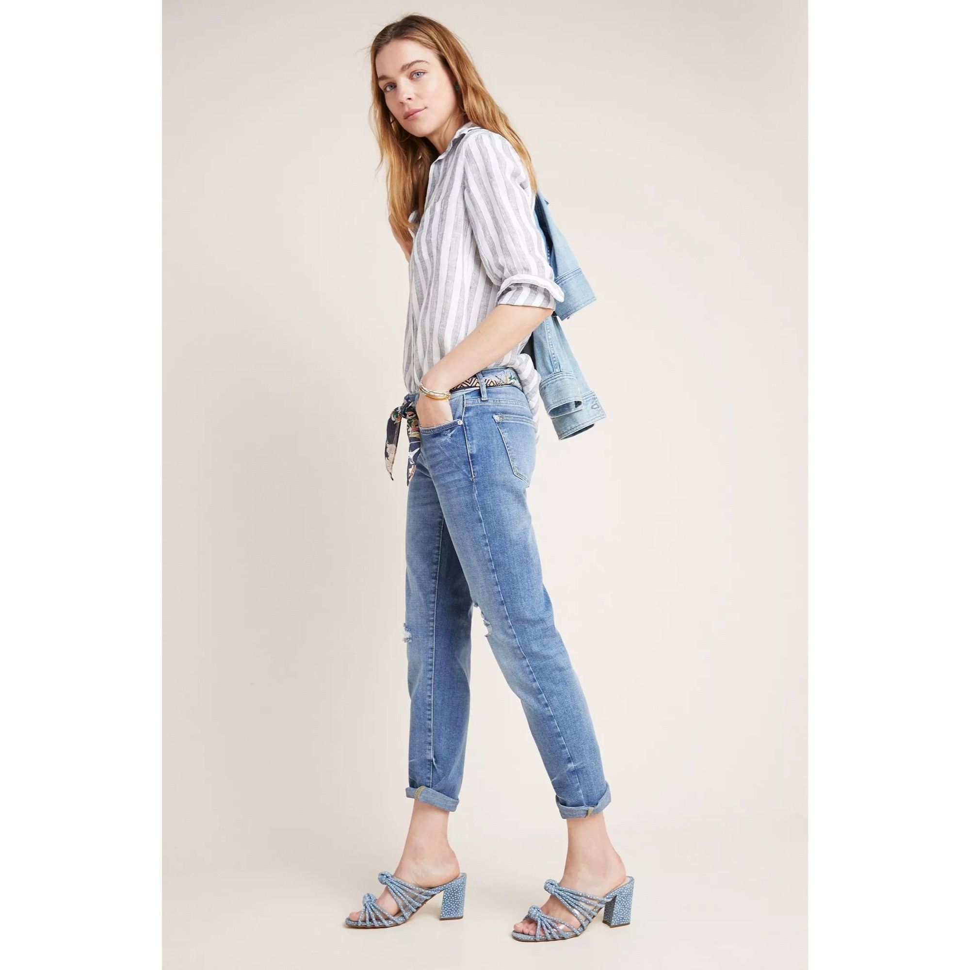 Anthropologie Pilcro & The Letterpress Mid-Rise Slim Boyfriend Jeans Size 25" / US 0 / IT 36 - 3 Thumbnail