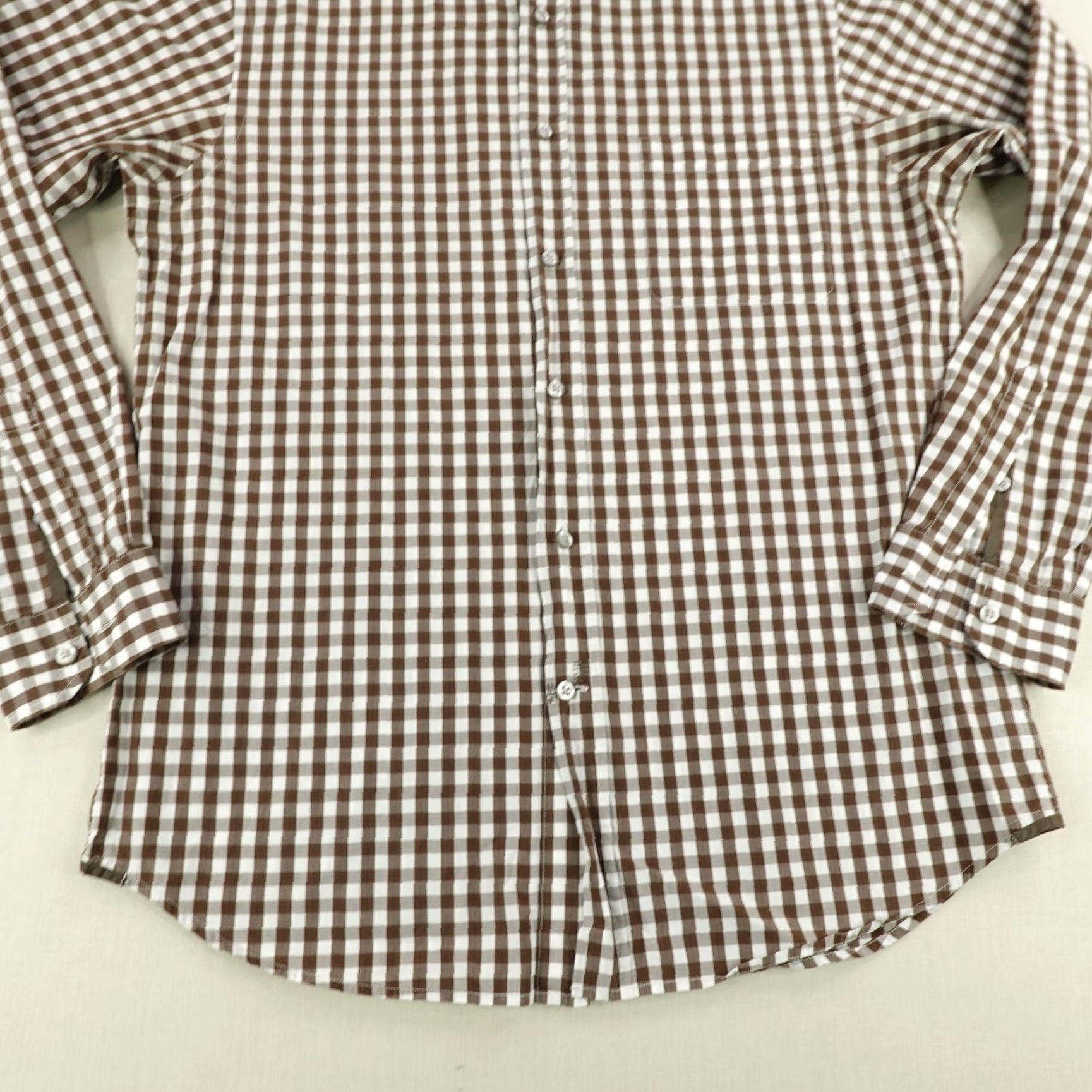 Vintage VINTAGE Zegna Sport Mens Shirt Long Sleeve Button-Up Check Cotton Brown Large Casual Office Size US L / EU 52-54 / 3 - 3 Thumbnail