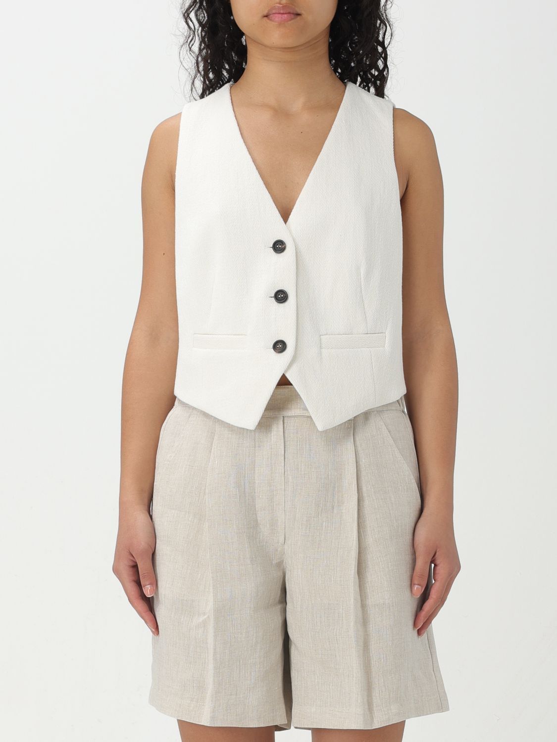 image of Brunello Cucinelli Waistcoat Woman White, Women's (Size XL)