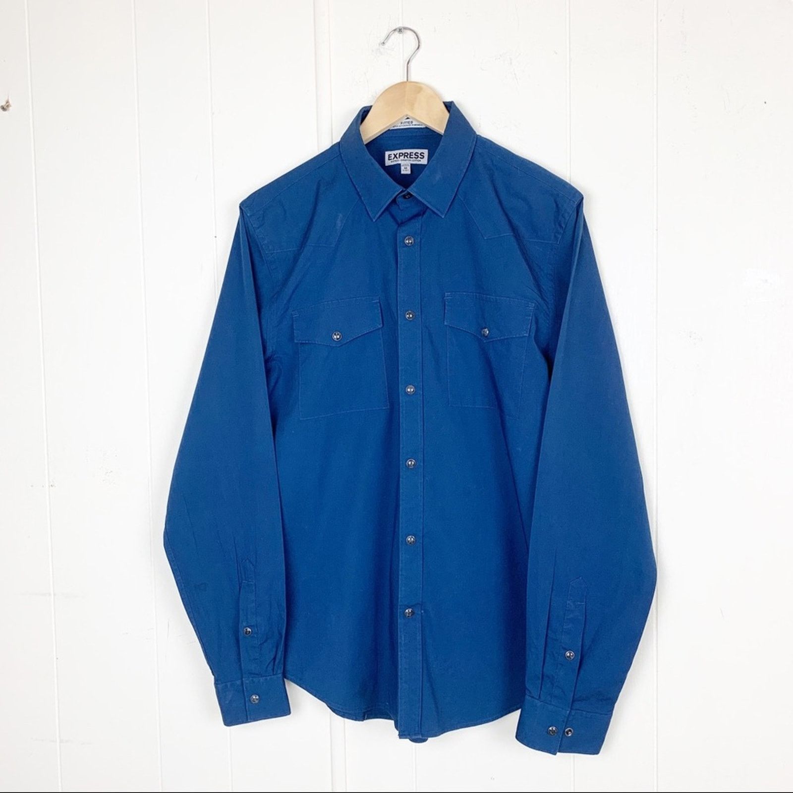 Express Express Cobalt Blue Snap Button Shirt Men’s Size Medium Size US M / EU 48-50 / 2 - 1 Thumbnail