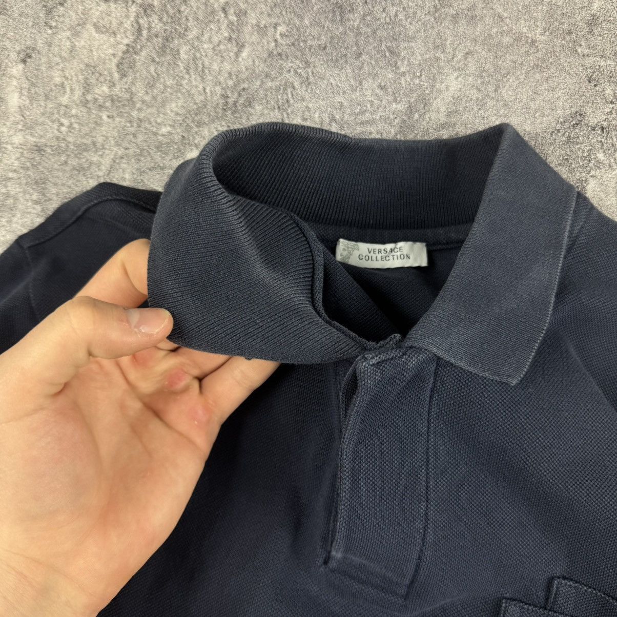 Versace Versace Collection Navy Pocket Polo / Tonal Medusa Logo Size US L / EU 52-54 / 3 - 7 Thumbnail