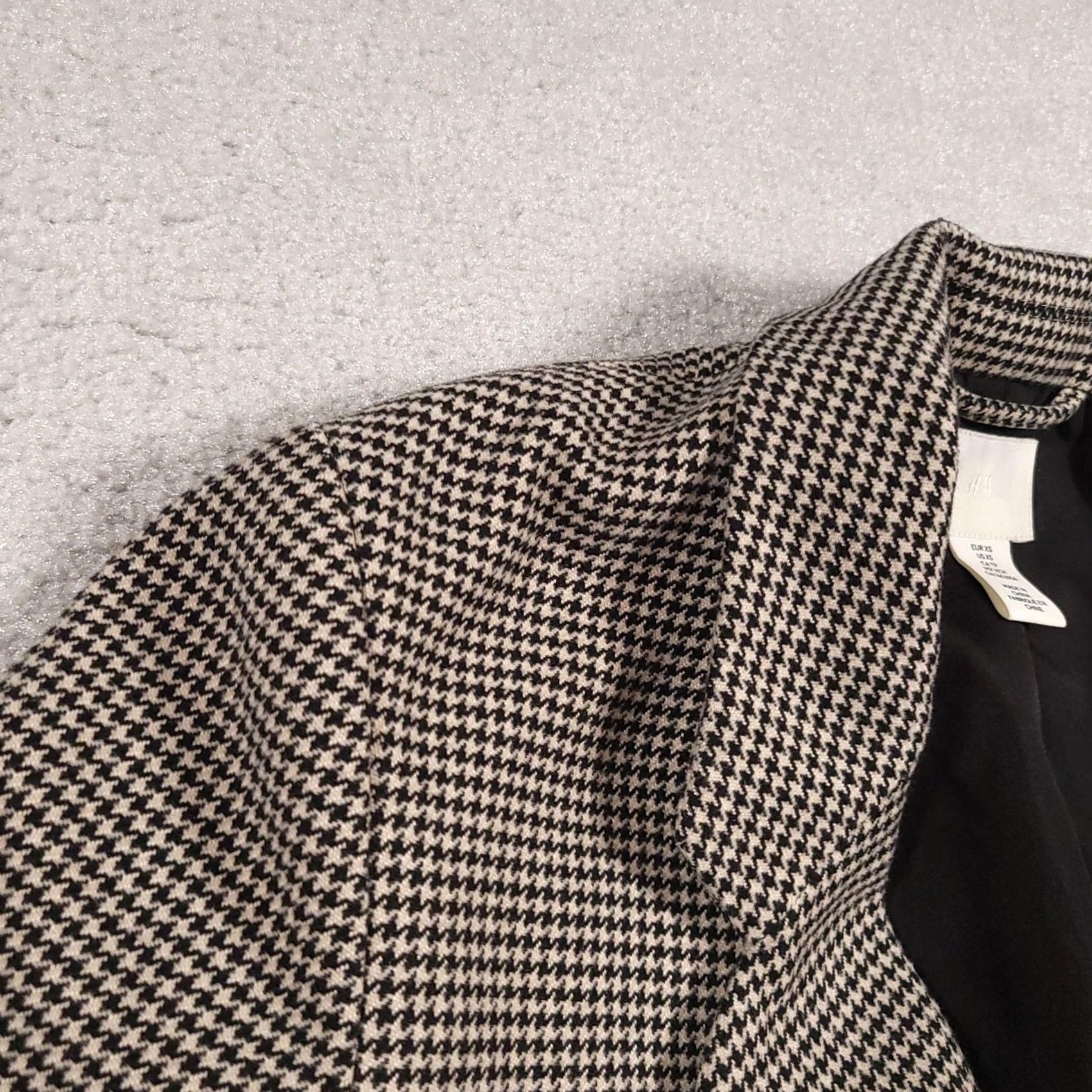H&M VINTAGE H&M Blazer Womens XS Houndstooth Checkered Suit Jacket Classic Workwear Office Size XS / US 0-2 / IT 36-38 - 5 Thumbnail