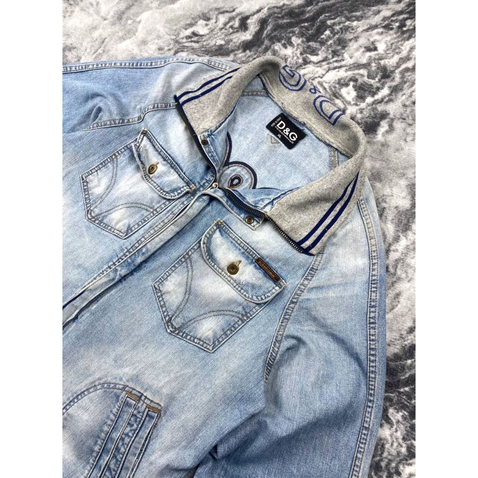 Dolce & Gabbana VINTAGE Dolce&Gabbana Denim Bomber Jacket Logo Men XL Blue Jacket Womens/Mens? Size US XL / EU 56 / 4 - 3 Thumbnail