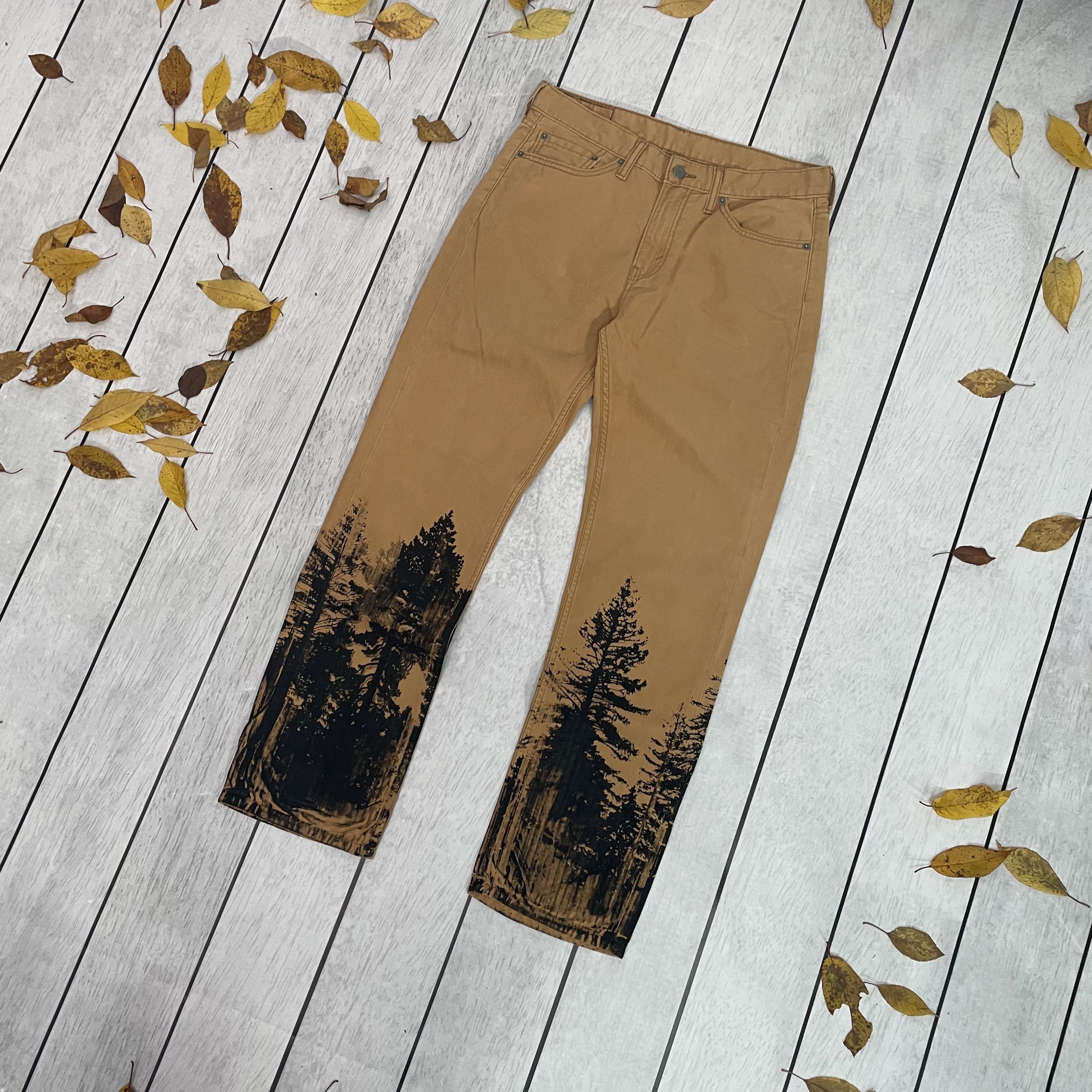 Levi's Custom Levi's art 1of1 forest tree nature flora opium y2k Size US 34 / EU 50 - 8 Thumbnail