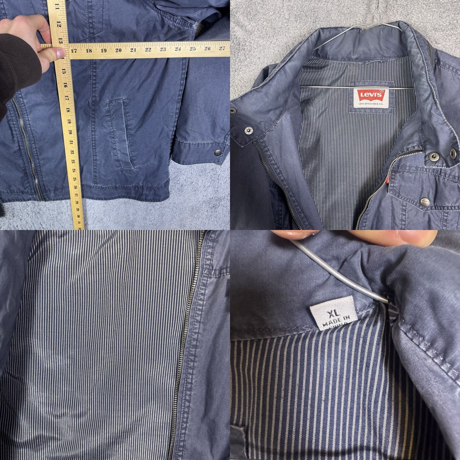 Levi's Levi's Trucker Jacket Men XL Field Chore Canvas Full Zip Stow Hood Hickory Stripe Size US XL / EU 56 / 4 - 8 Thumbnail