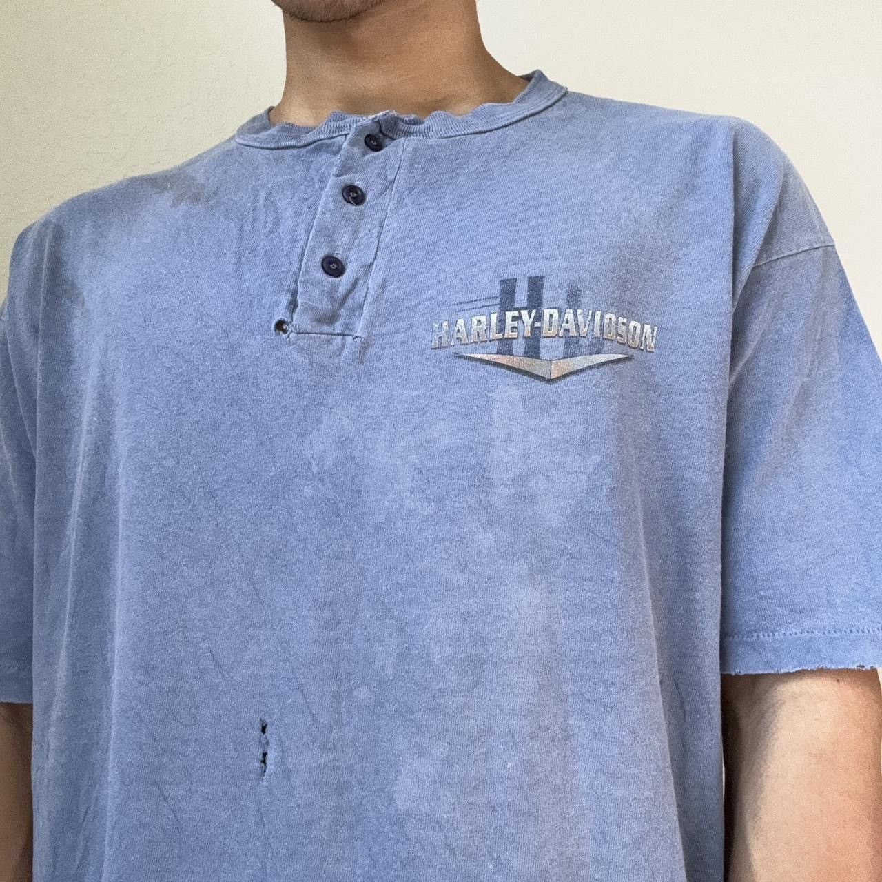 Harley Davidson × Vintage Vintage Harley Davidson 1990s Graphics Blue Tee Shirt Size US XL / EU 56 / 4 - 2 Thumbnail