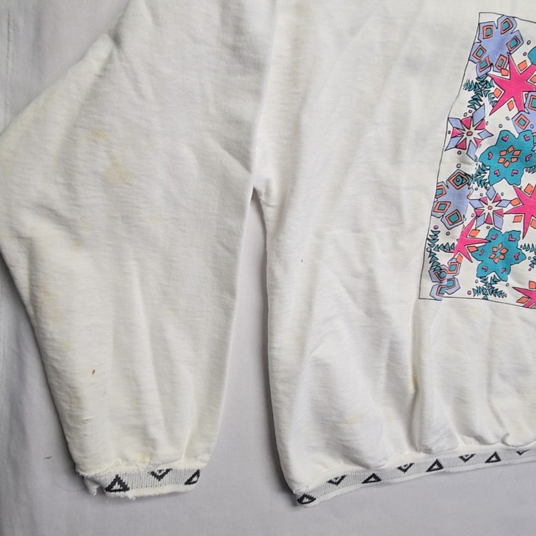 Vintage Vintage Geometric Graphic Sweatshirt White L Crewneck 90s Size M / US 6-8 / IT 42-44 - 5 Thumbnail