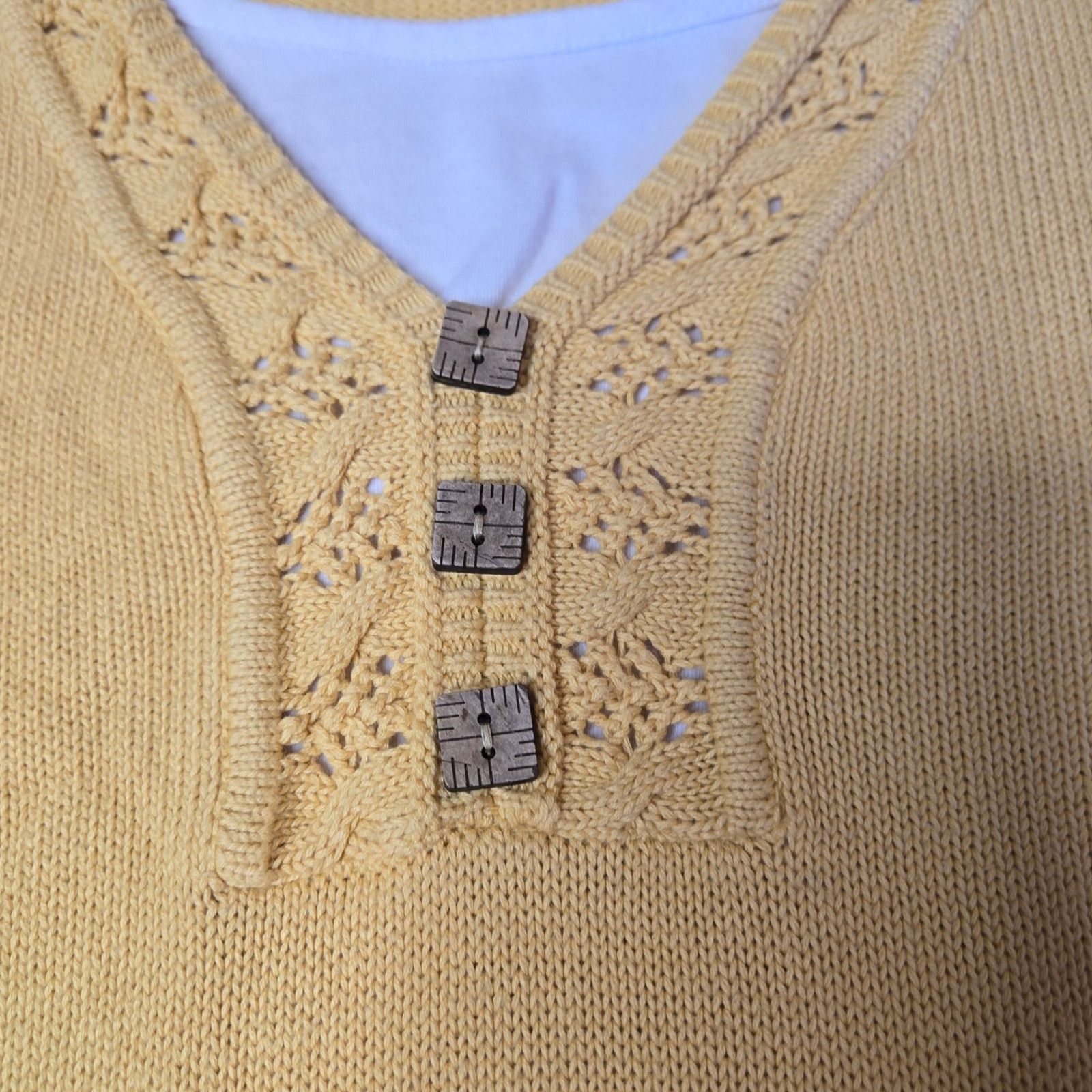 Other Y2K Yellow Crochet Knit Tunic Sweater Dress Size Large Size L / US 10 / IT 46 - 3 Thumbnail