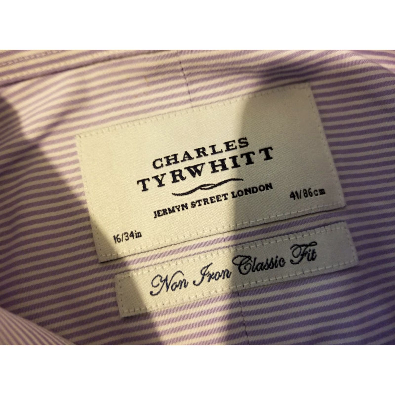 Charles Tyrwhitt Charles Tyrwhitt Dress Shirt Purple 16 34 Cotton Button Mens Regular Size 42R - 3 Thumbnail