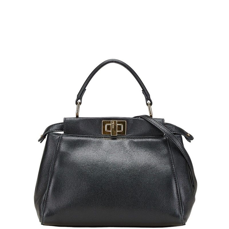 Fendi Fendi Leather Mini Peekaboo 2Way Bag Black 8Bn244 Leather Shoulder Bag 8Bn244, Women's