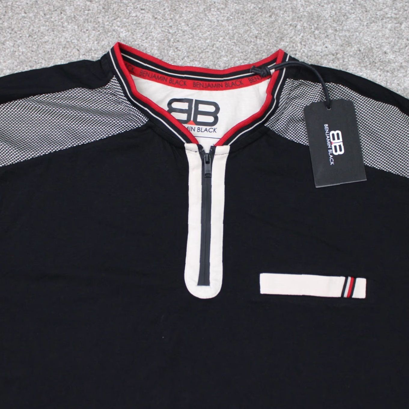 Vintage Benjamin Black Shirt Mens 2XL Black/White NWT 1/4 Zip Cotton Stretch Short Sleeve Crew Neck 90s Logo Size US XXL / EU 58 / 5 - 6 Thumbnail