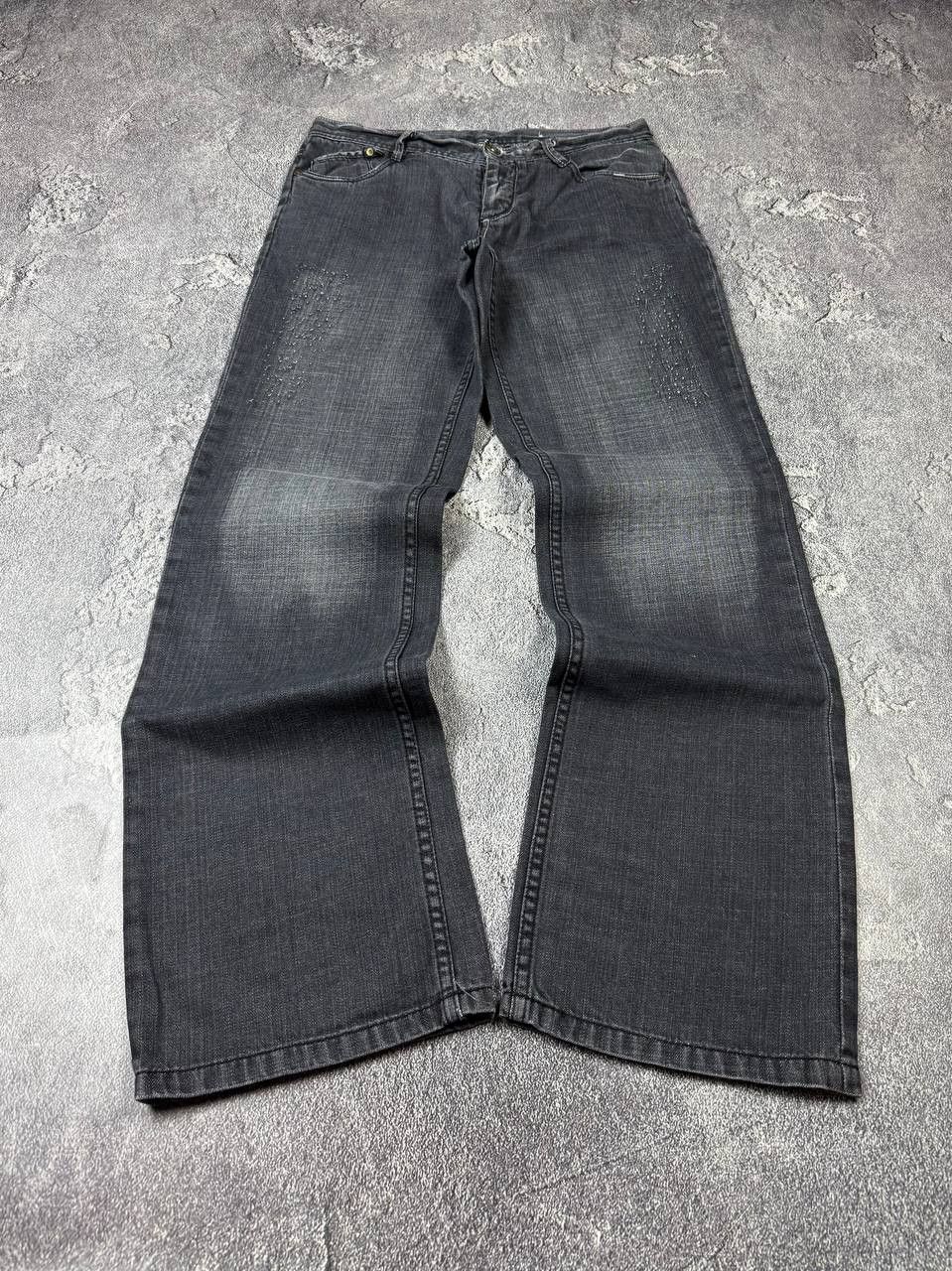 Y2K LGB Distressed Grey Baggy Straight Leg Jeans 2000s