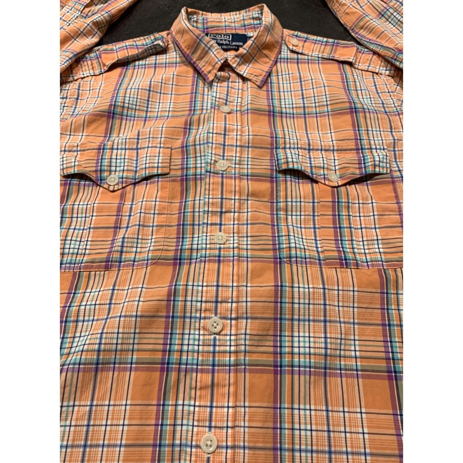 Polo Ralph Lauren Polo Ralph Lauren Button Down Shirt Men Large Orange Military Plaid Long Sleeve Casual Size US L / EU 52-54 / 3 - 2 Thumbnail