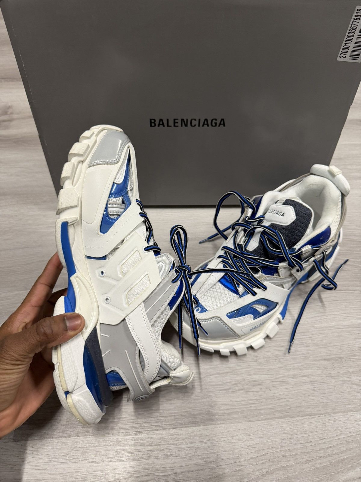 Balenciaga Balenciaga Track Sneakers White Blue Grey Size US 7 / EU 40 - 5 Thumbnail