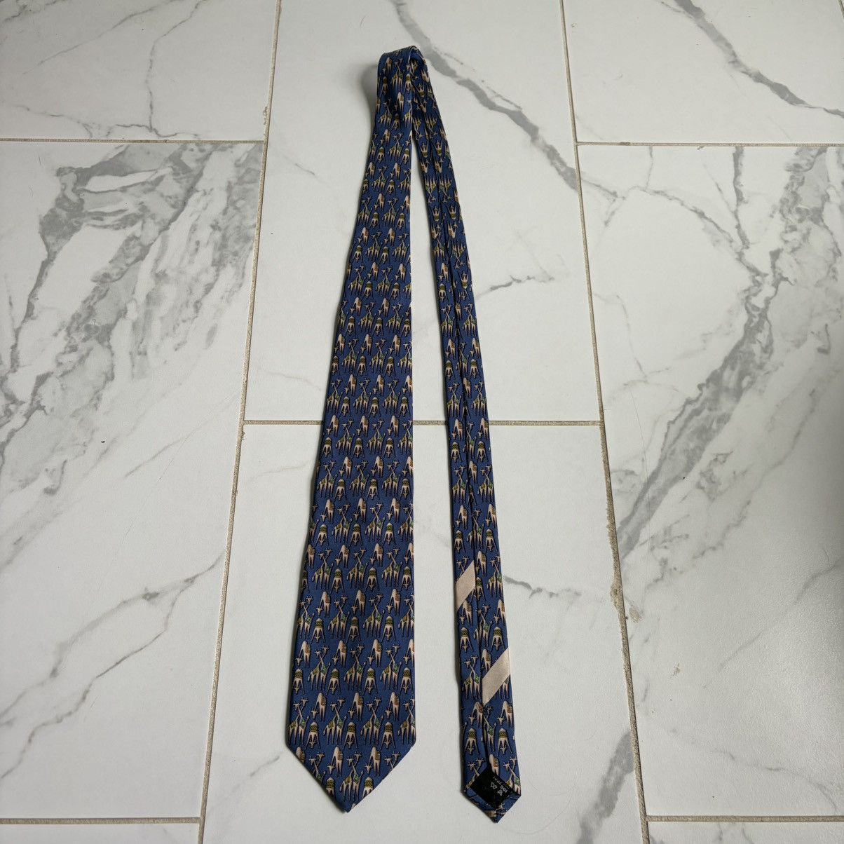 Salvatore Ferragamo Vintage 1980s 80s Salvatore Ferragamo Silk Neck Tie Giraffe Size ONE SIZE - 2 Thumbnail