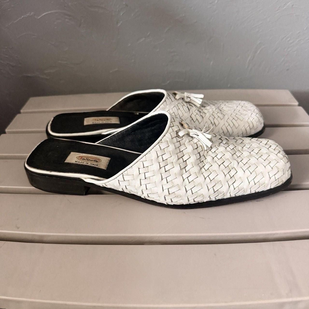 Talbots Vintage Talbots White Woven Leather Slip On Tassel Mule 11M ...