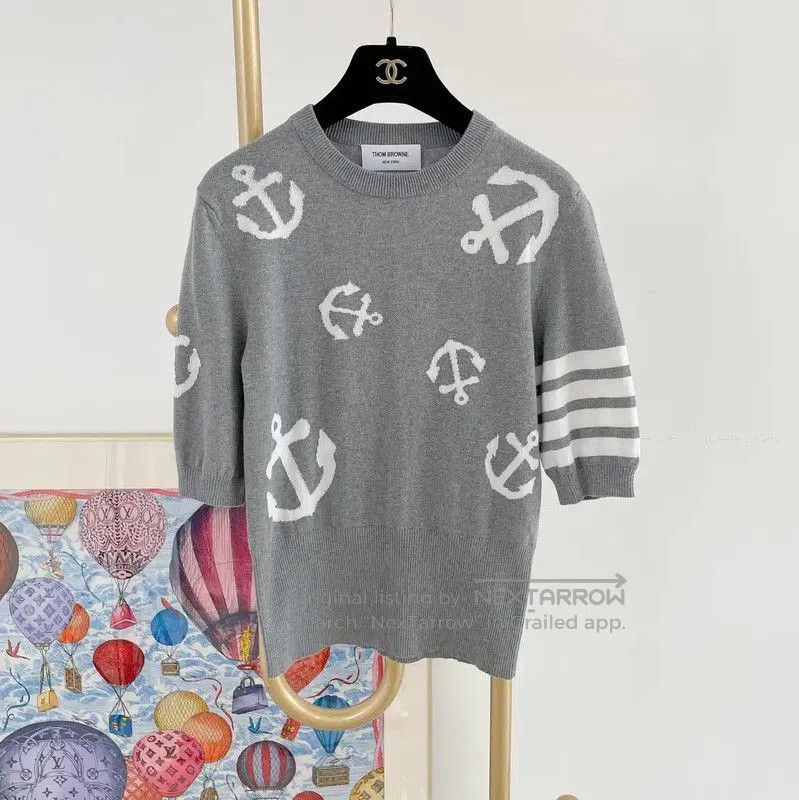 Thom Browne Thom Browne Gray Cotton Striped Long Sleeve Sweater . Size M / US 6-8 / IT 42-44 - 1 Thumbnail