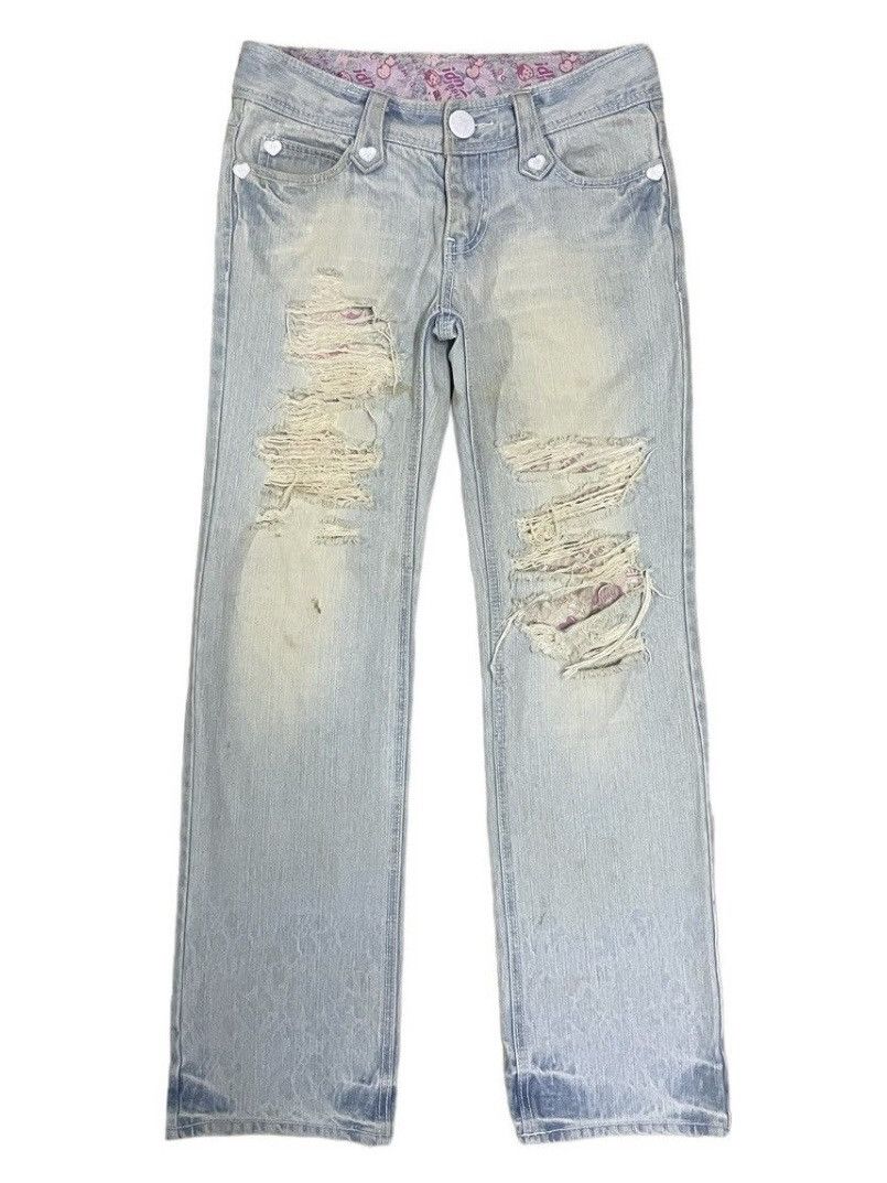 Japanese Brand Vintage Japanese Pink Grunge Womenstyle Ripped Punk Jeans Size 29" - 1 Thumbnail