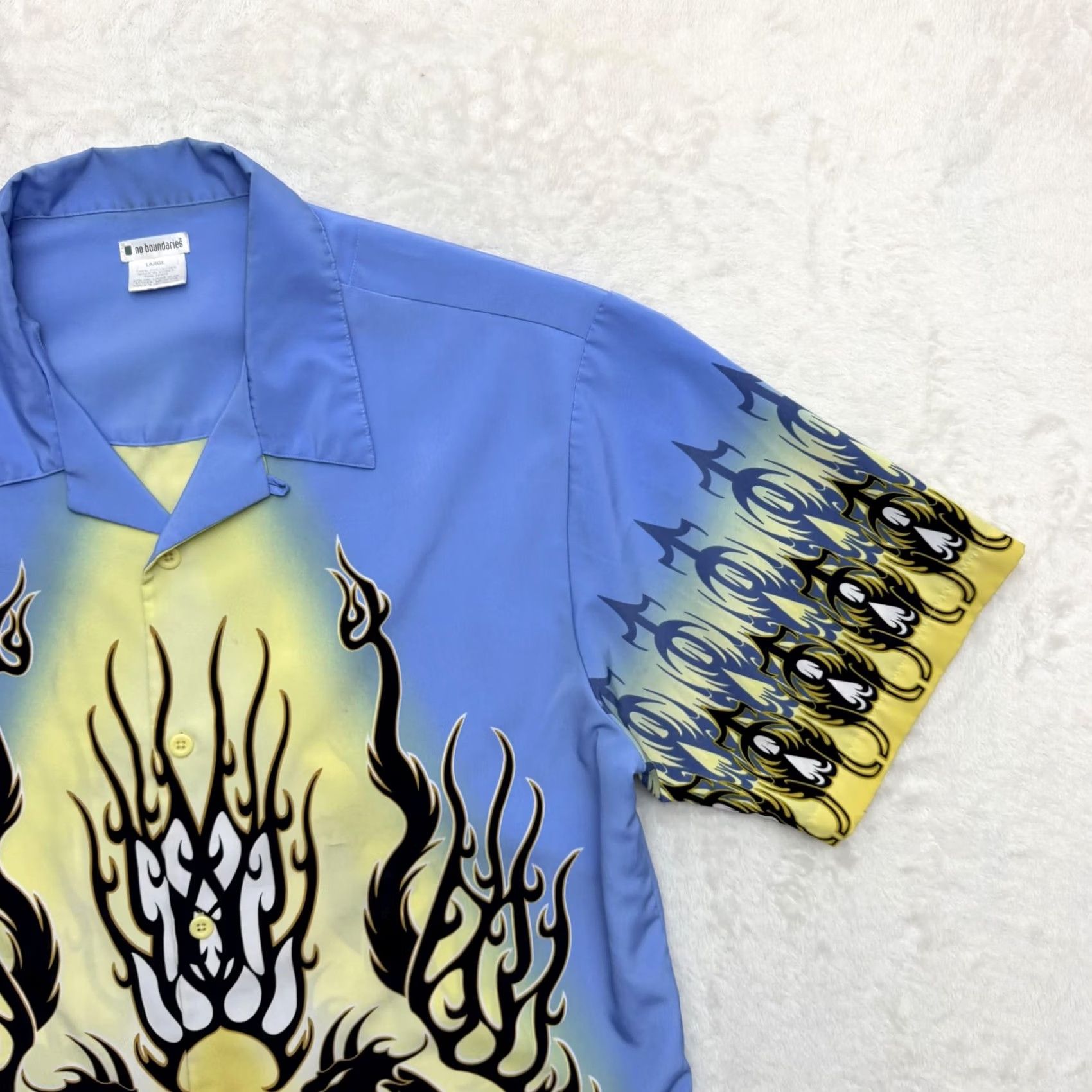 Vintage No Boundaries Shirt Mens L Blue Dragon Graphic Button Up Camp Allover Size US L / EU 52-54 / 3 - 4 Thumbnail