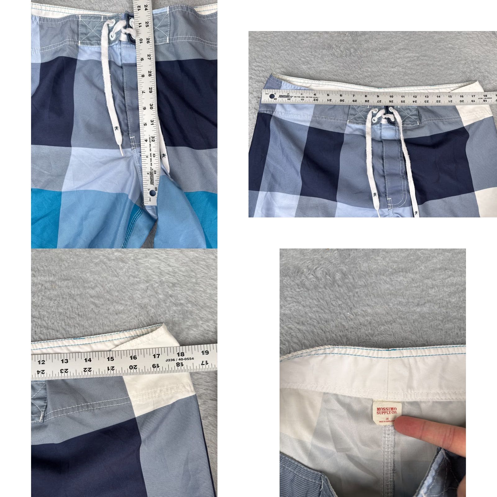 Mossimo Mossimo Board Shorts Mens 36 Blue Plaid Polyester Cargo Beach Pool Surf 36x10 For Men Size US 36 / EU 52 - 8 Thumbnail