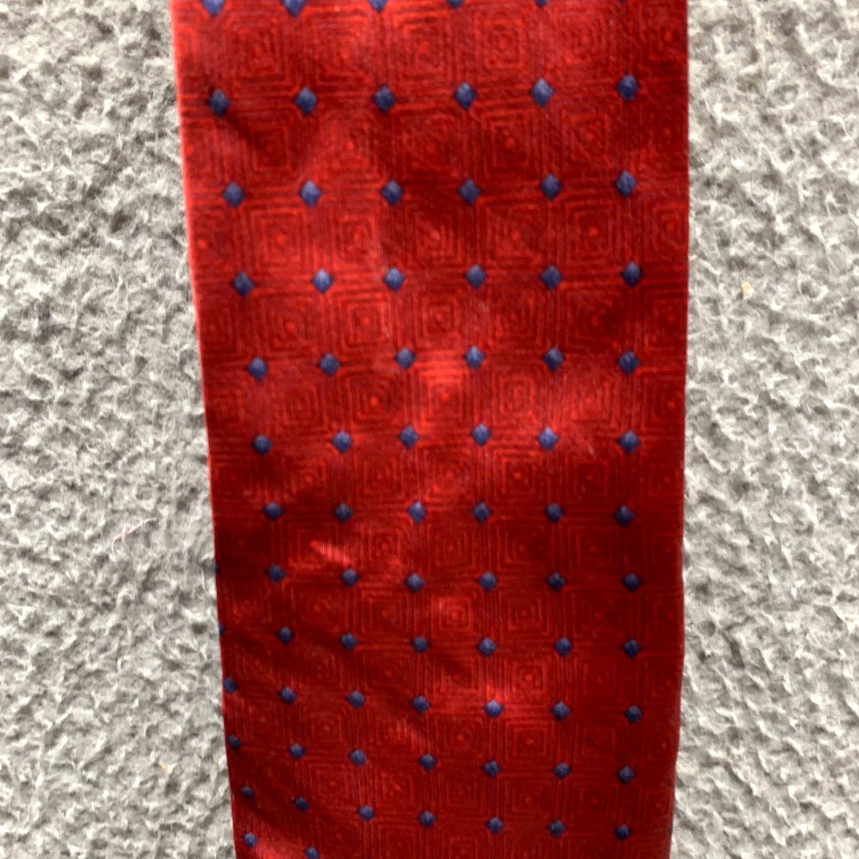 Vintage VINTAGE Charleston Tie Rack Tie Red Blue Diamond Mens 3.75 Inch 100% Silk Neck Size ONE SIZE - 3 Thumbnail