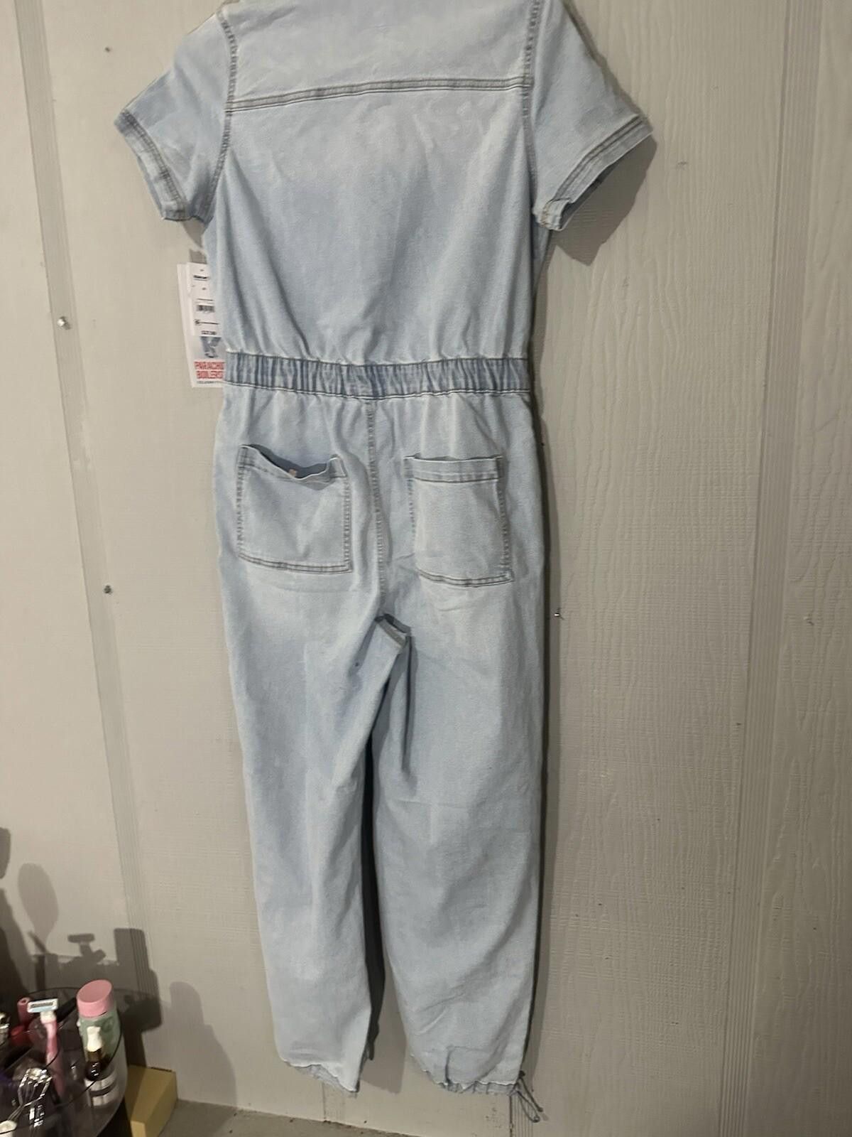 Designer Celebrity Pink Blue Denim Jumpsuit Boilersuit Size M Medium Size 32" / US 10 / IT 46 - 7 Thumbnail