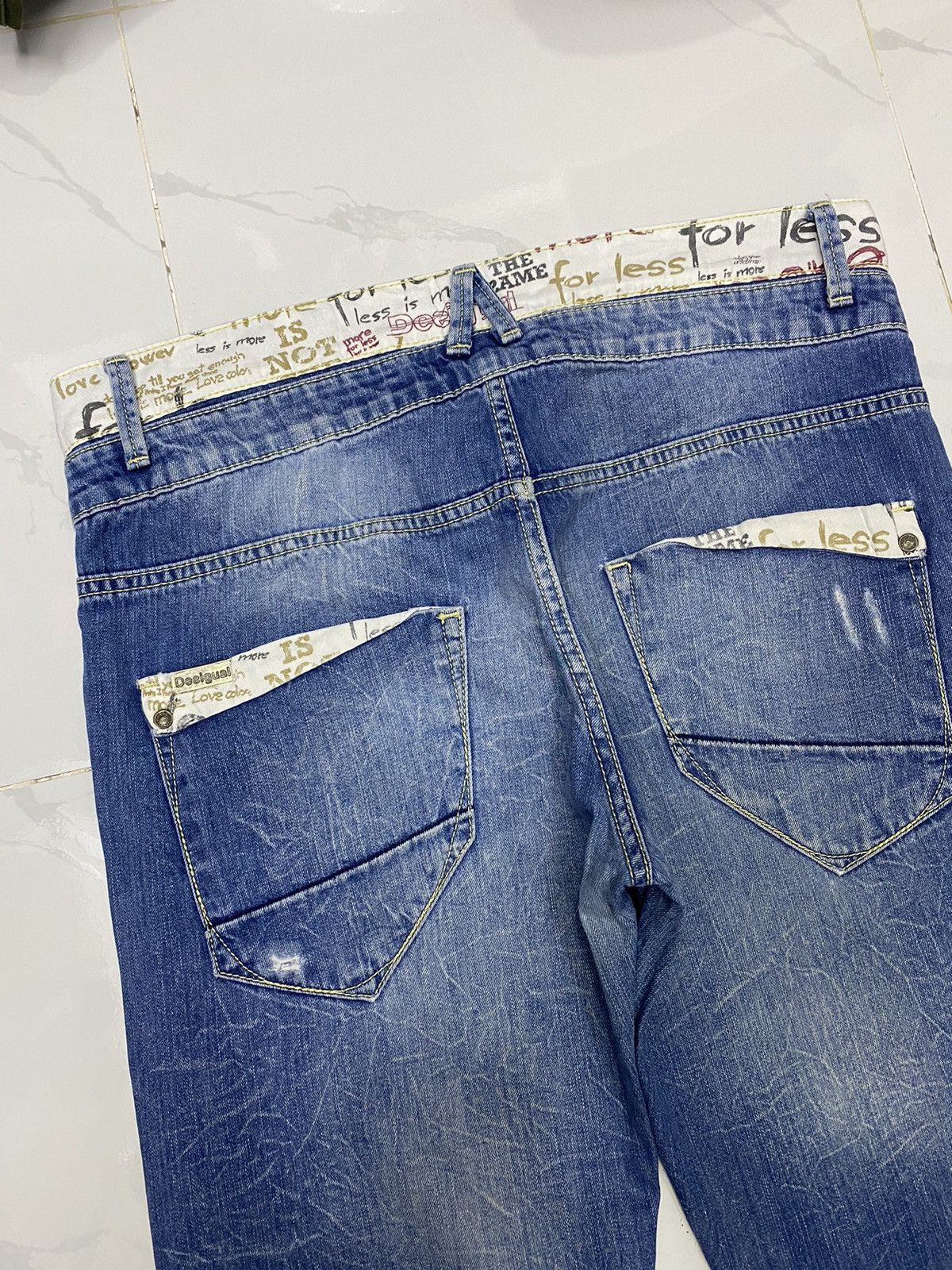 If Six Was Nine 🔥DESIGUAL DOUBLE WAIST DISTRESS DENIM JEANS PPFM STYLE Size US 33 - 9 Thumbnail