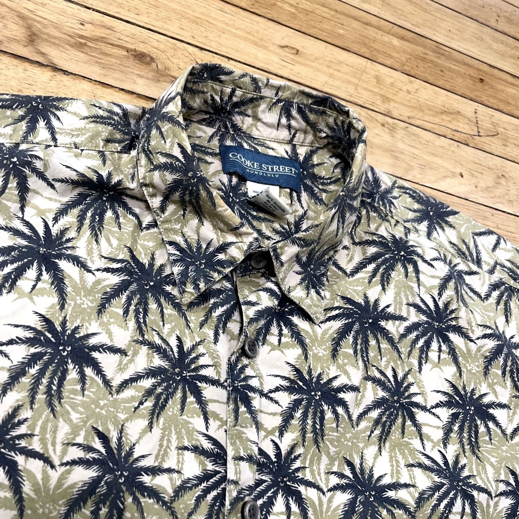 Vintage COOKE STREET HONOLULU Hawaiian Shirt Men L Green Palm Tree Island Aloha 50" Button-Up Casual Short Sleeve Size US L / EU 52-54 / 3 - 3 Thumbnail