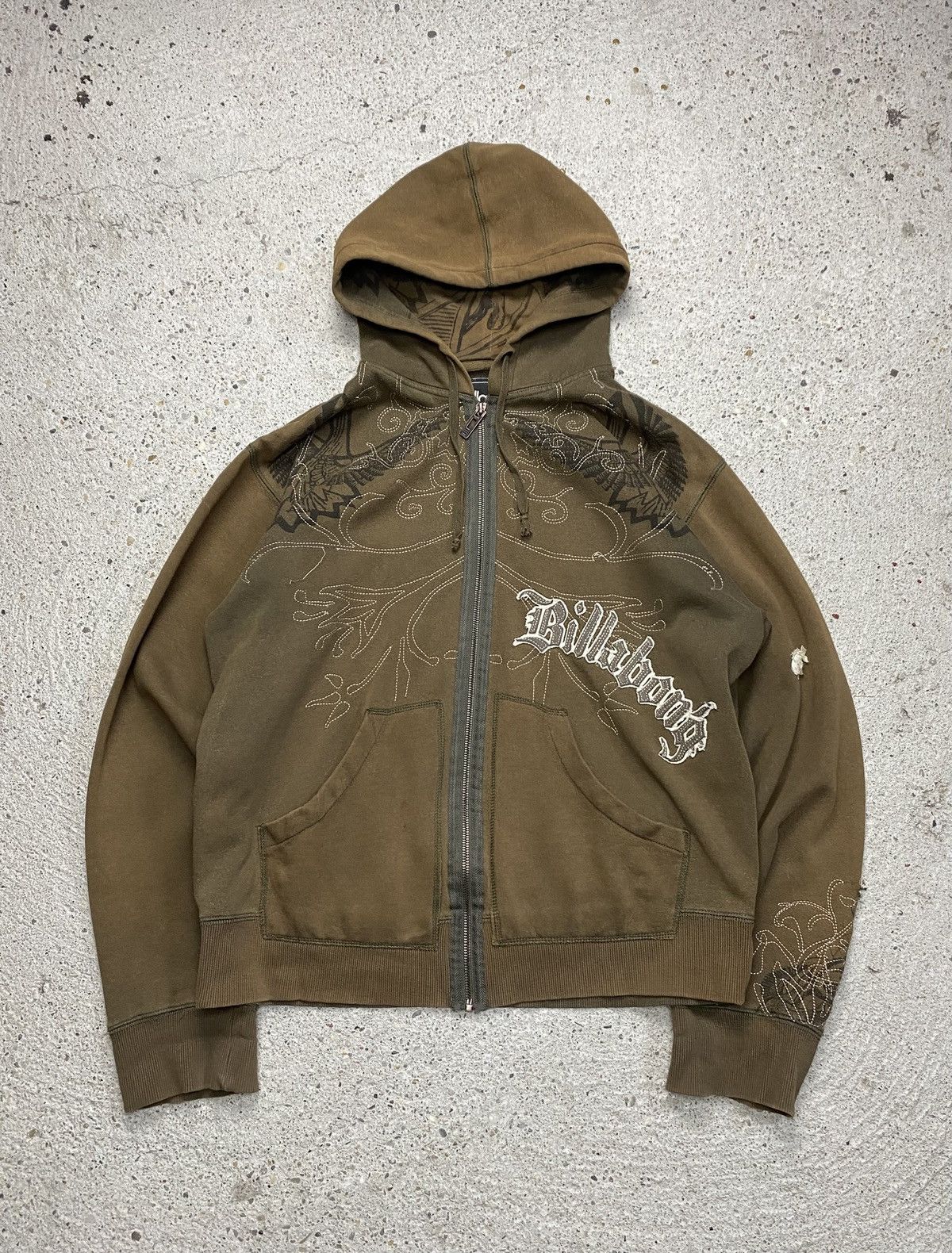 Billabong Billabong hoodie brown affliction surf skate vintage archive Size US L / EU 52-54 / 3 - 1 Thumbnail