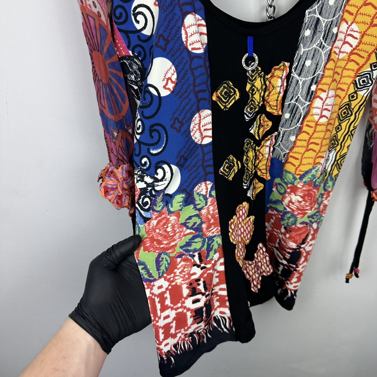 Jean Paul Gaultier Vintage Y2K Save The Queen Silk/Nylon Blouse Mesh Top Shirt Size M / US 6-8 / IT 42-44 - 24 Thumbnail