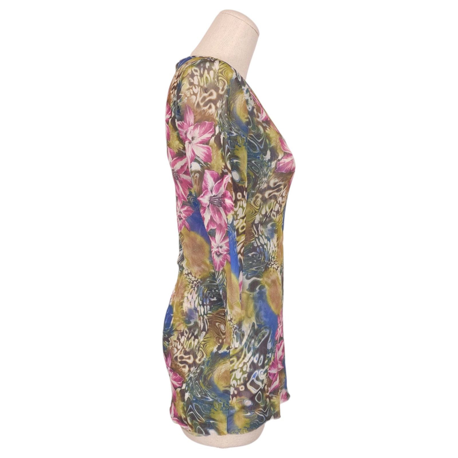 Other Vintage Johnny Heaven Y2K Floral Mesh Top Sz Extra Large Size XL / US 12-14 / IT 48-50 - 4 Thumbnail