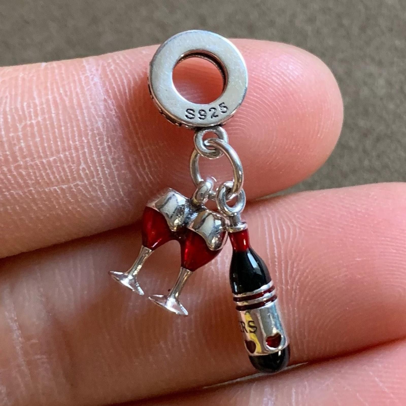 Other NWOT Red Wine & Glasses Dangle Charm Sterling Silver 925 Size ONE SIZE - 10 Thumbnail