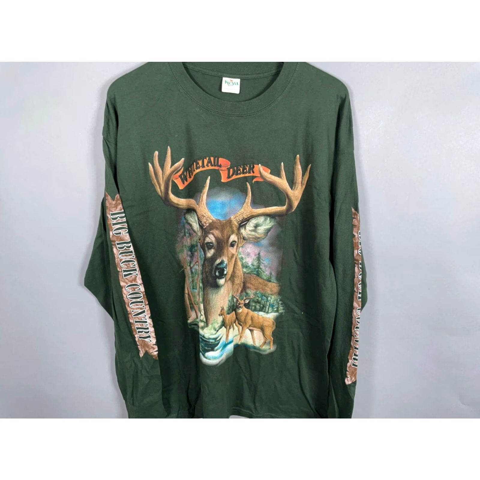 Vintage VINTAGE Keya Men’s Long Sleeve T-Shirt XL Dark Green Whitetail Deer Nature Outdoor Animal Graphic 90s Size US XL / EU 56 / 4 - 4 Thumbnail