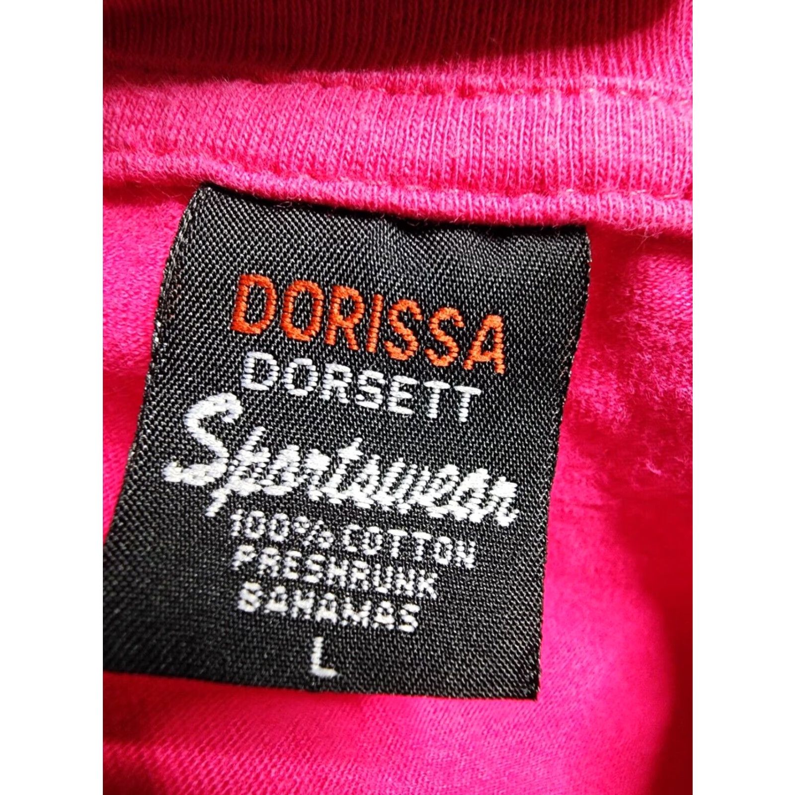 Vintage Vintage Dorissa Bahamas Embroidered T Shirt Adult L Pink Cotton Souvenir Travel Crew Neck Short Sleeve Men Cay Abaco Bahamas Size US L / EU 52-54 / 3 - 4 Thumbnail