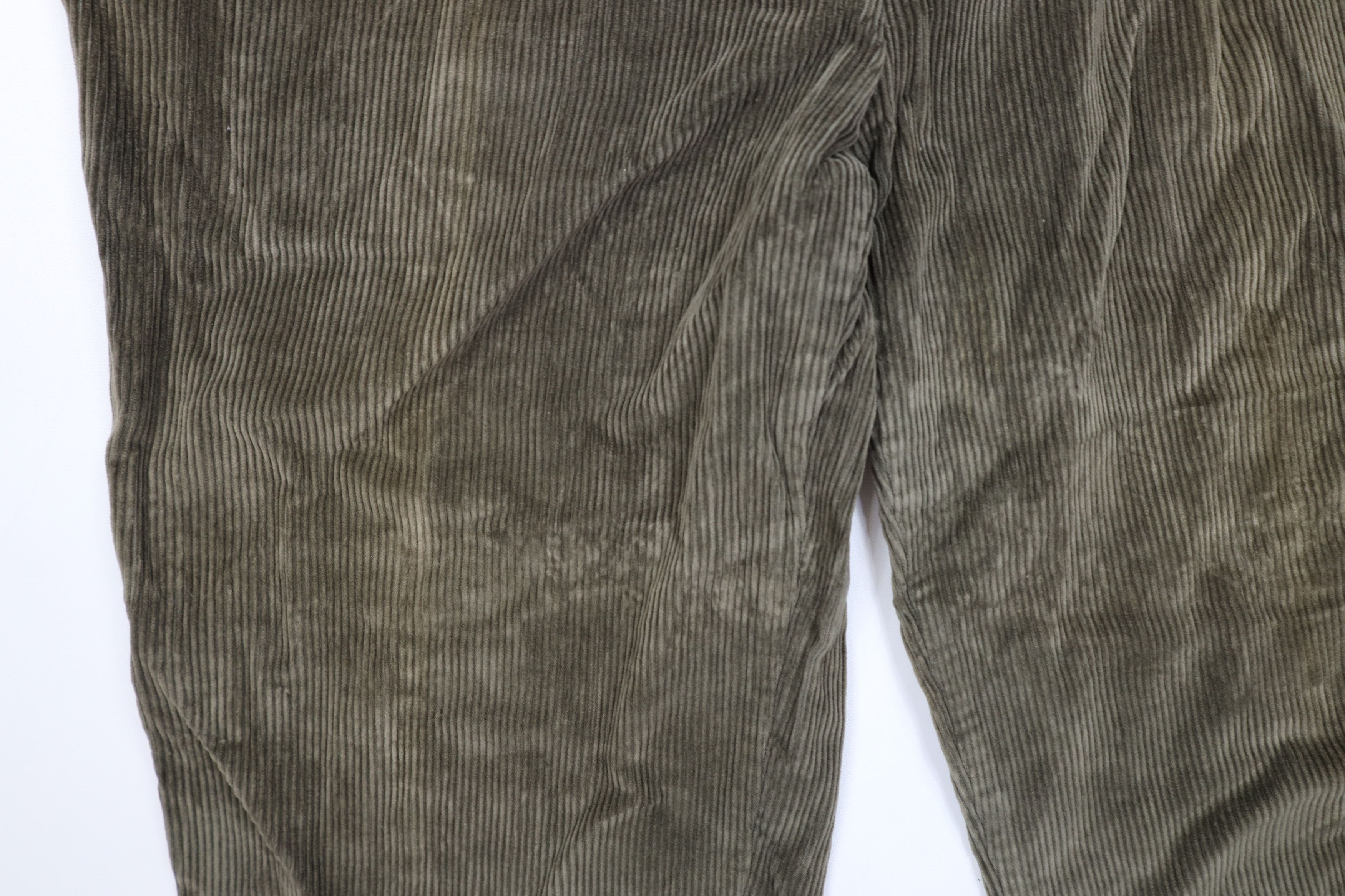 Vintage Vintage 90s Streetwear Pleated Wide Leg Corduroy Pants Green Size US 36 / EU 52 - 7 Thumbnail