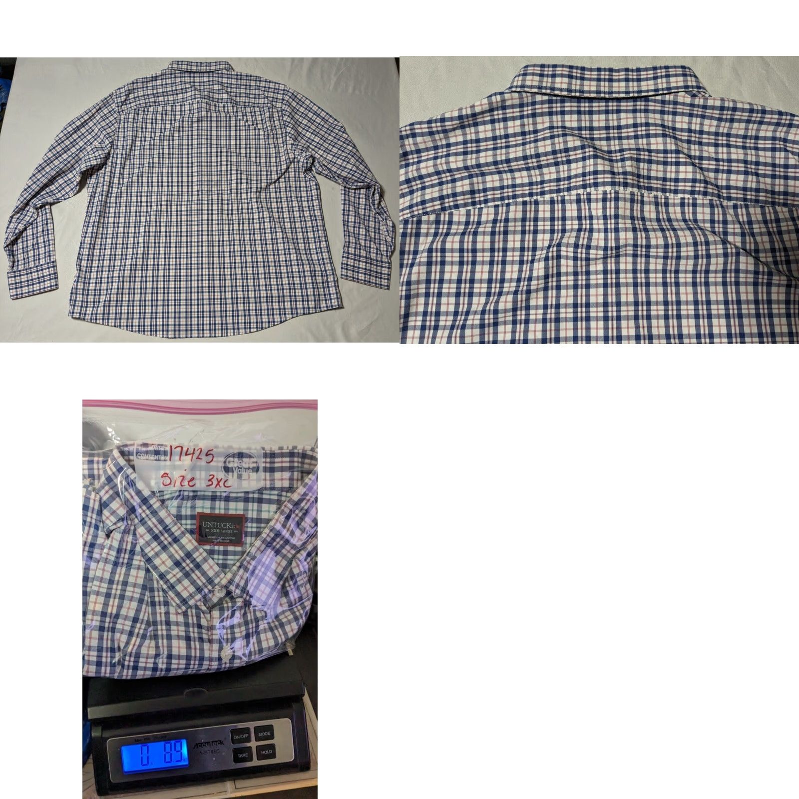 UNTUCKit UNTUCKit REGULAR FIT MACUL Men 3XL Blue Plaid Nylon Stretch Shirt EUC Size US XXL / EU 58 / 5 - 10 Thumbnail